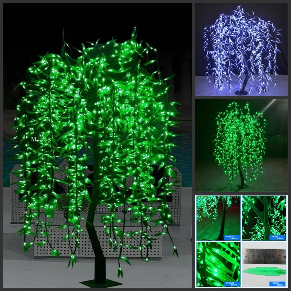 Led Artificial Willow Tree Light Green Rainproof Outdoor Christmas New Year Wedding Party Birthday Lighting Landscape Decoration