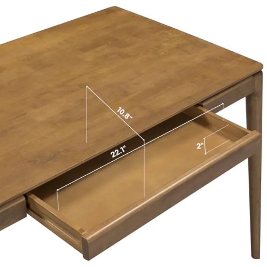 NTC Mingle Desk 47 Inch Modern Design Rectangular Dinner Table for Dining Room Living Room Furniture Effortless Assembly - Teak