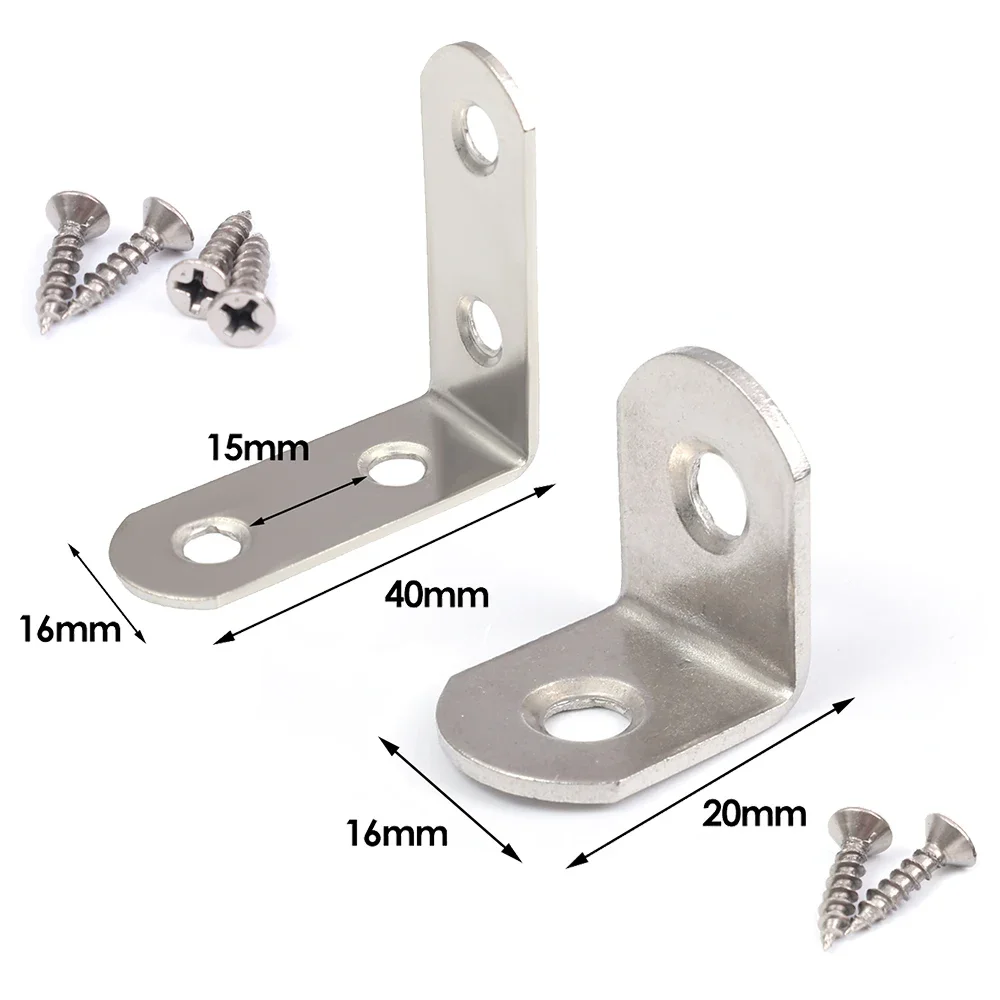 Wholesale Stainless Steel L Joint Brackets with Screws 90 Degree Right Angle Corner Brace Shelf Door Cabinet Connector Fastener