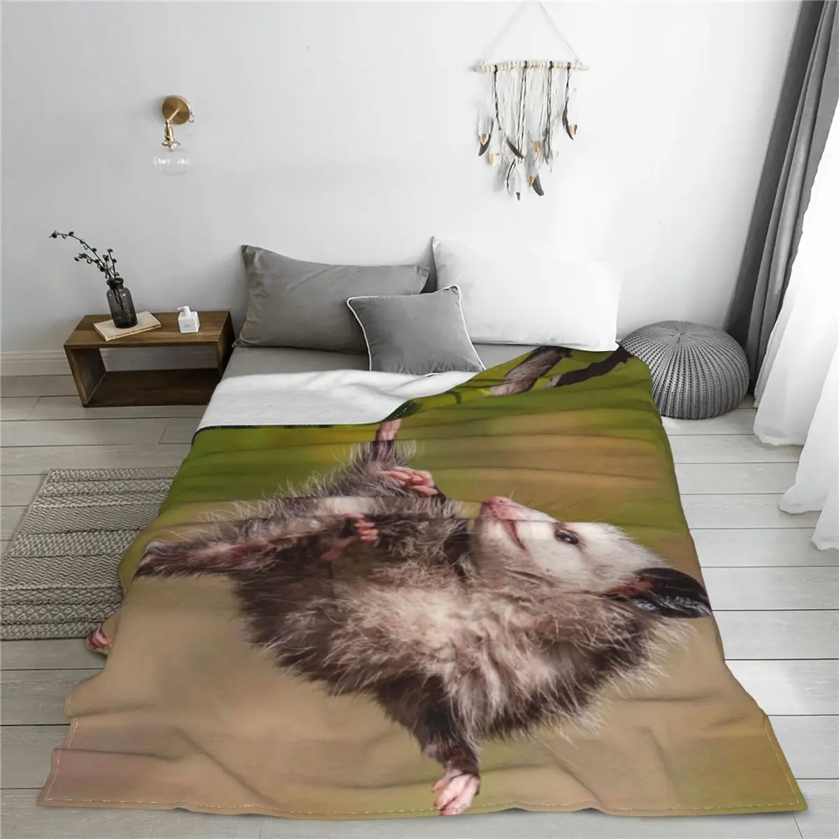 Possum Opossum Animal Blanket Coral Fleece Plush Summer Air Conditioning Breathable Throw Blankets for Bed Office Rug Piece