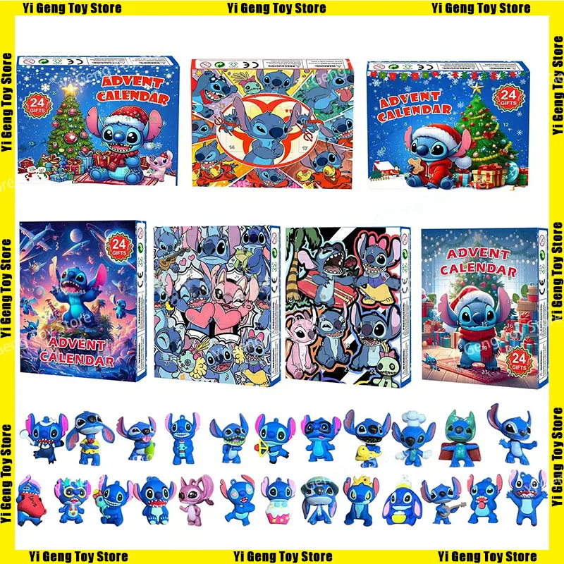 2025 New Stitch Christmas & Halloween Advent Calendar Countdown Blind Box - 24 Pieces Mystery Toys Collection Children Present
