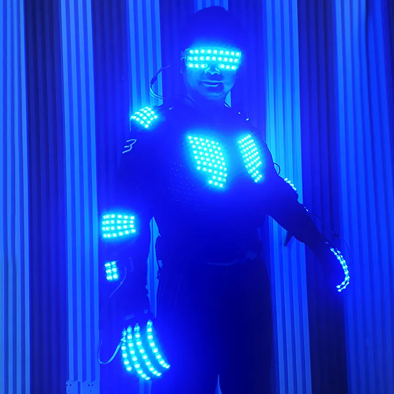 LED Luminous Robot CostumeBar LED Waistcoat Robot Suits For Adults Nightclub Peormers' Stage Costumes Ballroom WearCustomized