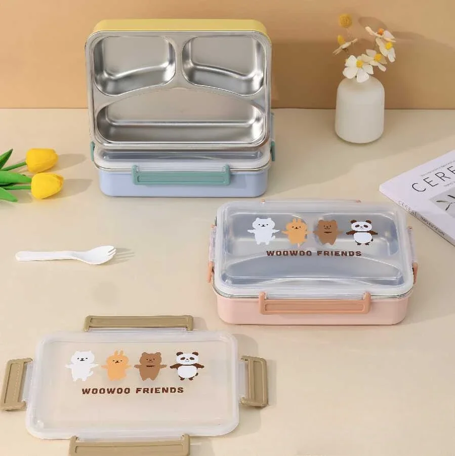 

Cartoon Square Color Design! 1000ml Plastic Lunch Box – Cute Looks & Perfect Capacity, All In One