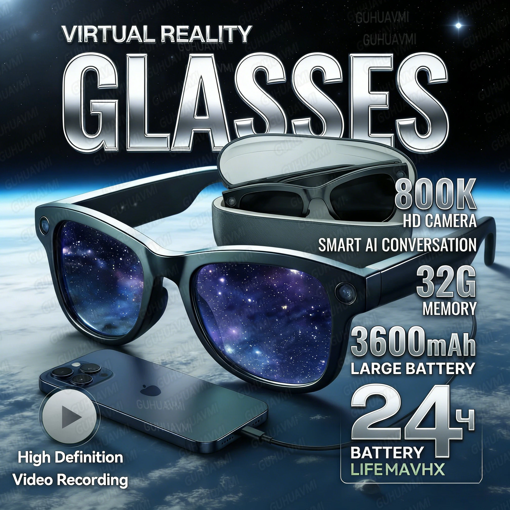 2026 New 8K HDSmart Glasses AI GPT Camera Bluetooth Call 3600Mah Battery Voice Assistant Translate office Identify Objects Smart