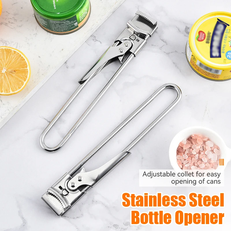 1pc Stainless Steel Linear Can Opener, Adjustable Can Opener, Multifunctional Can Opener, Kitchen Small Tool, Lazy Can Opener