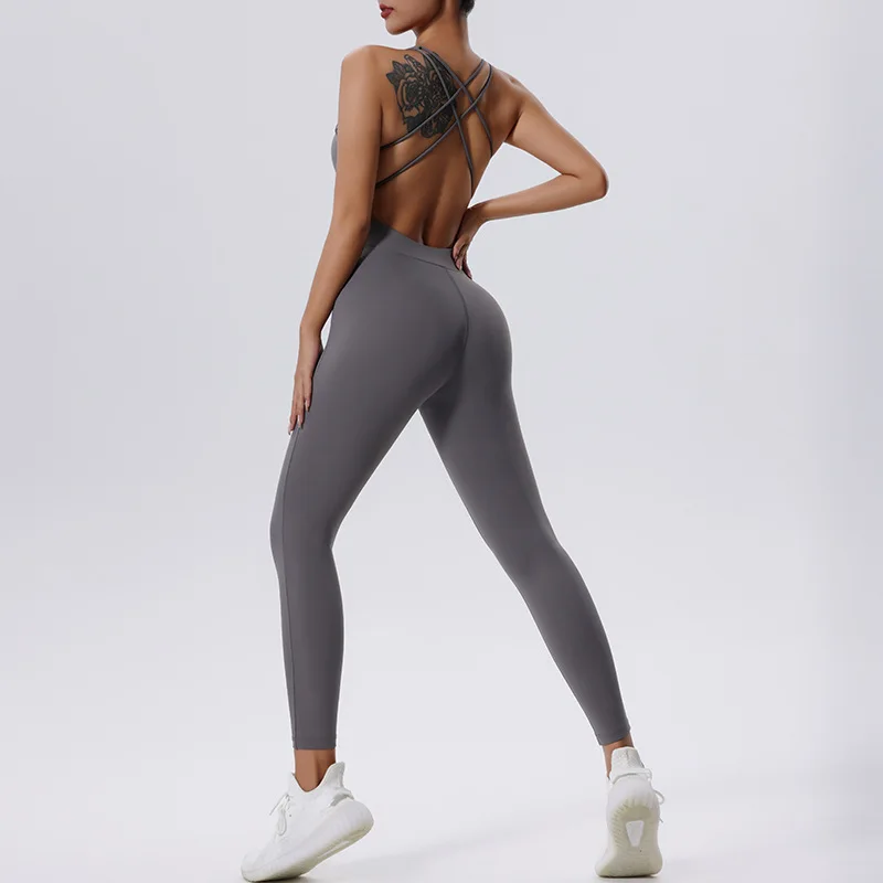 Fitness Jumpsuits Women Sports Bodysuit Training Rompers Backless Bodycon Yoga All in One Jumpsuits Gym One Piece Workout Sets