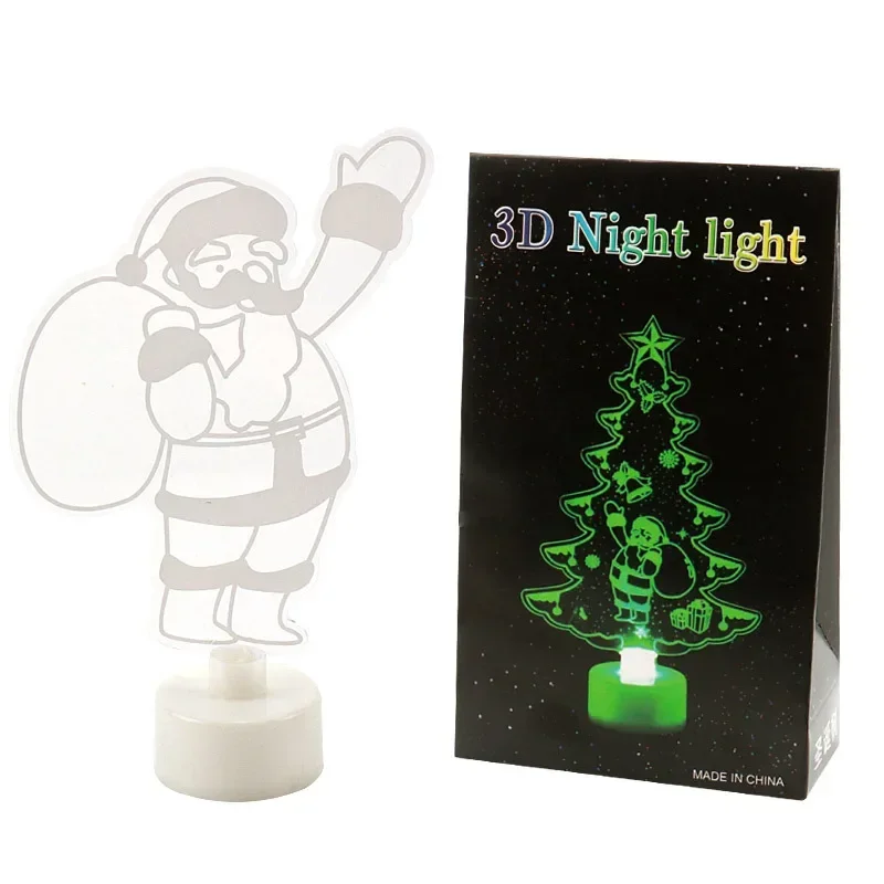 Led Kerstversiering Nachtlampjes Knipperen Kerst Santa Claus Sneeuwman Xmas Tree Lights Lamp Ornament Voor Nieuwjaarsfeest