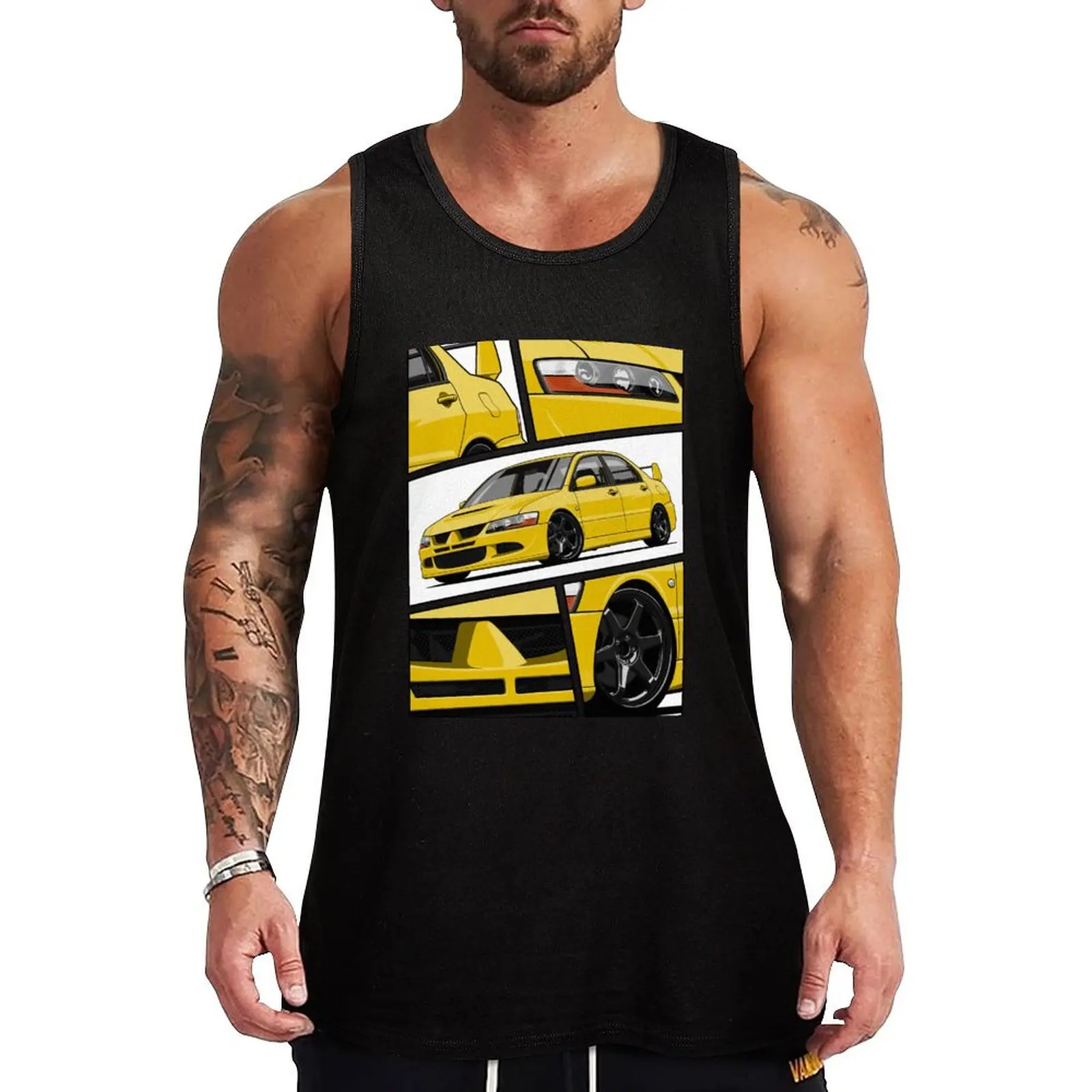 Lancer Evolution VIII (Yellow) Tank Top Breathable Stretch Tank Top Flexible Comfort Shirt