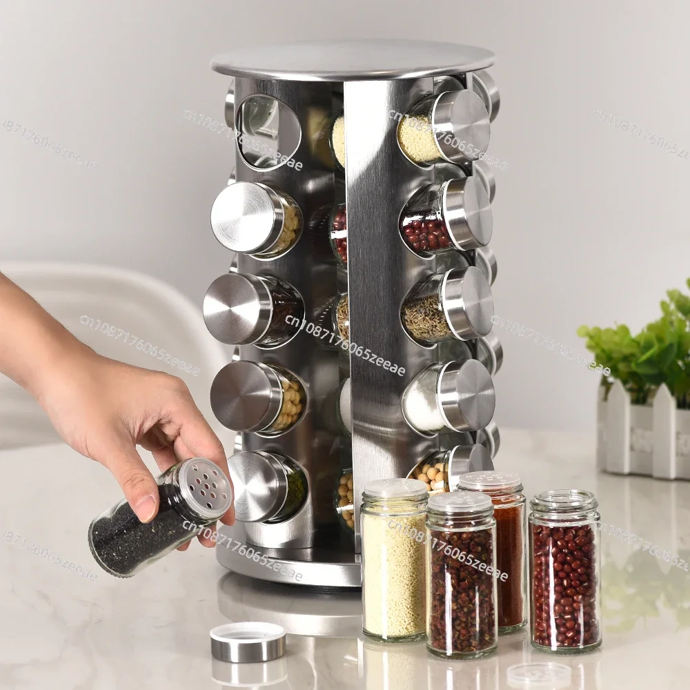 lazy susan rotating spice rack jars seasoning organizer kitchen spice jar rack set revolving stainless steel spice organizer