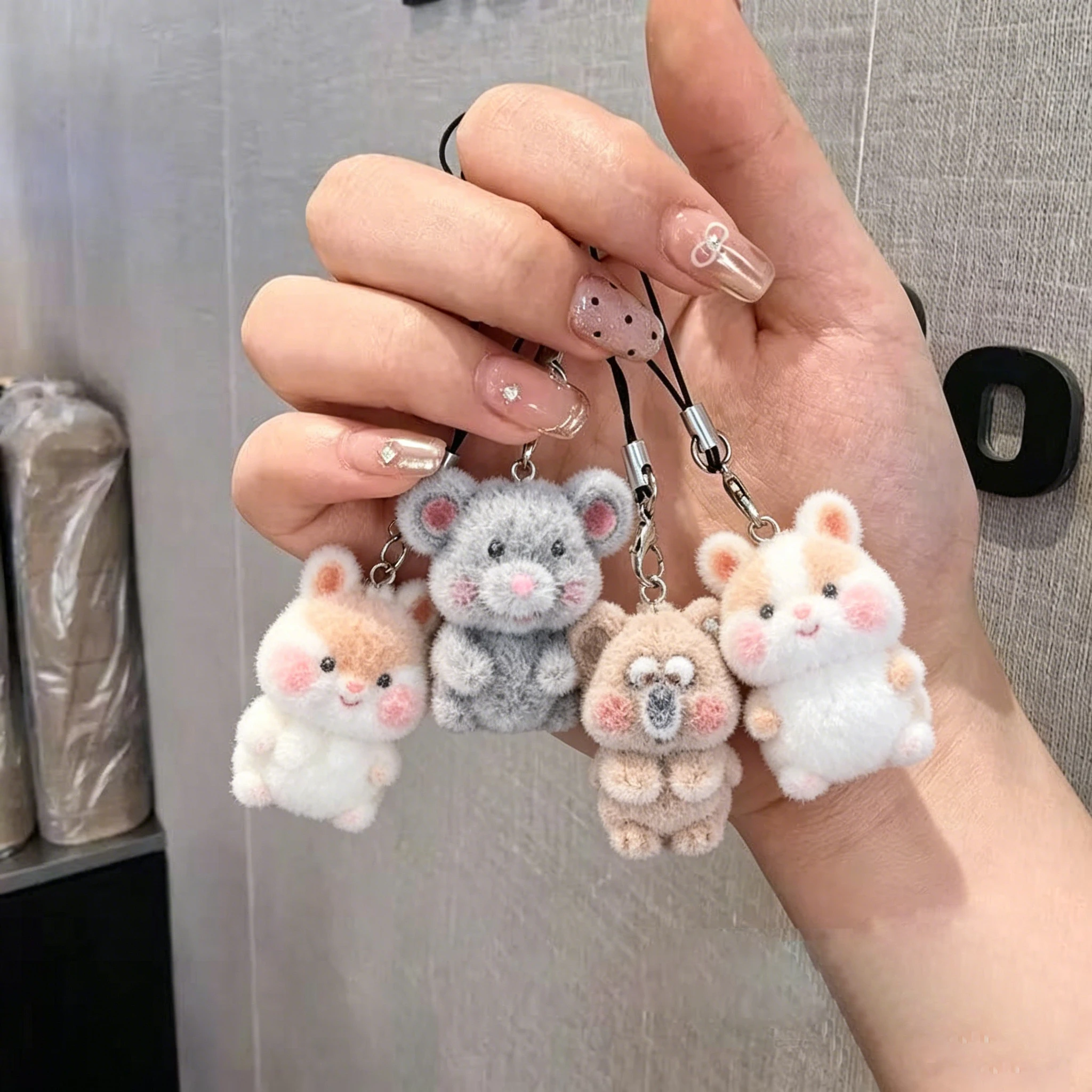 Mini Cute Plush 3D Resin Koala Animal Pendant Creative Furry Gift For Friends Holiday Gift Squirrel Phone Backpack Pendant