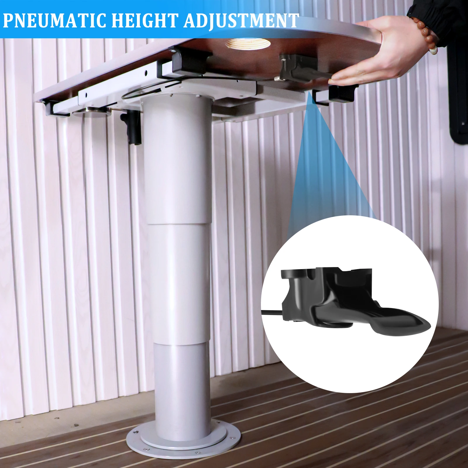 إطار طاولة RV للرفع الهوائي بزر واحد، نطاق 33.5-73.1 سم، رفع سريع، قابل للتعديل بأربعة اتجاهات، مناسب لطاولة اليخوت RV