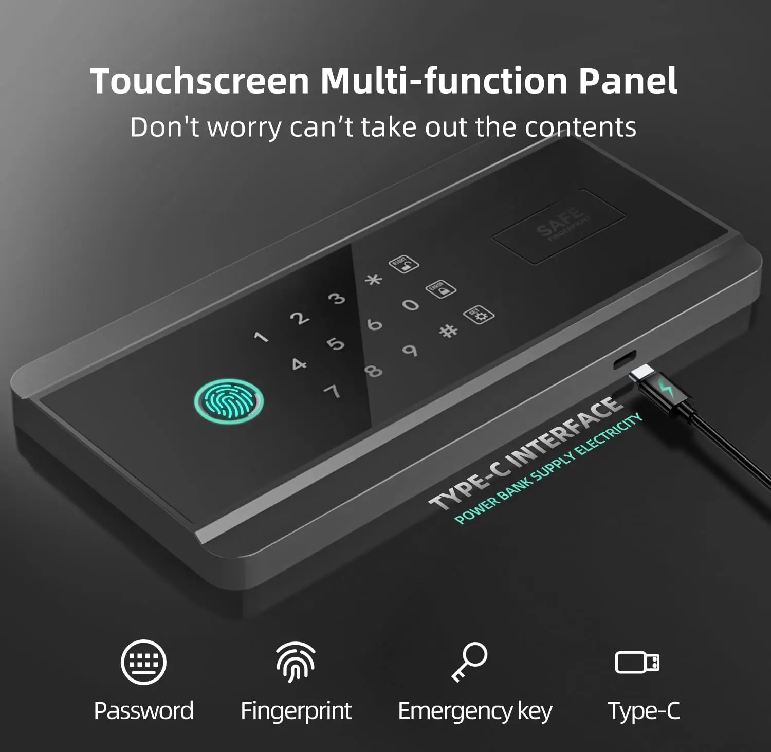 Touchscreen Biometric Fingerprint Safe  Soft Package Interior with Private Inner Door Digital Heavy Personal