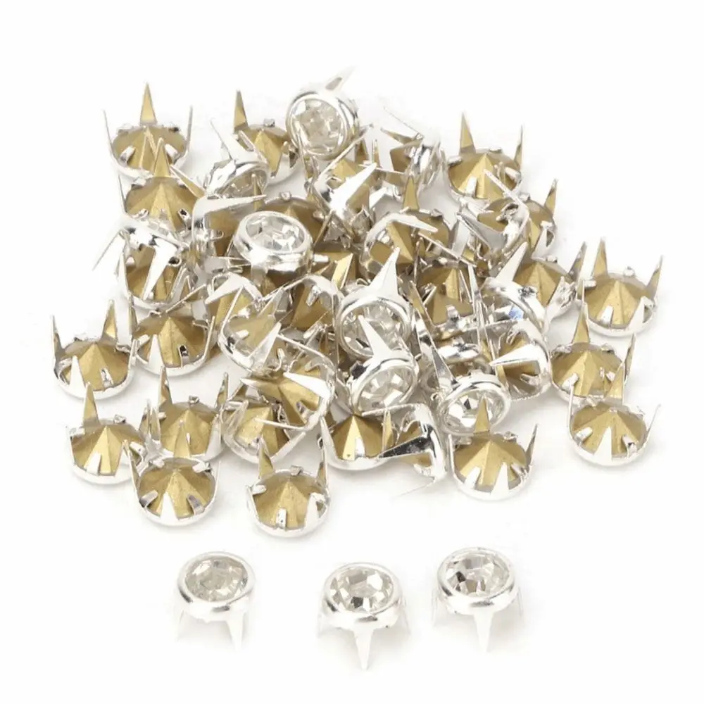 100pcs Pointed Bottom Rhinestone Claw Beads 7mm Size Metal Claw Setting Decorative Rivets Studs Rhinestone Stud Refills