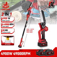 ONEVN 2 IN 1 8Inch Brushless Telescoping Pole Electric Chainsaw 201CM High Branch Garden Pruning Tool For Makita 18V Battery