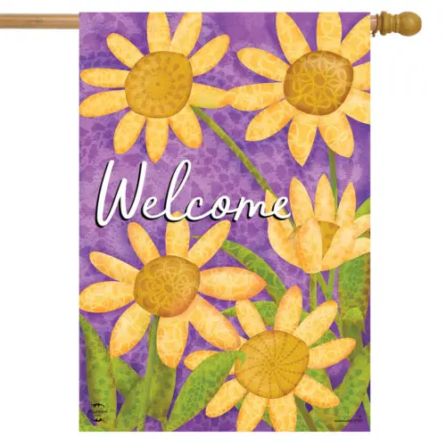 Briarwood Lane Premium Decorative House Flag - Welcome with Daisys  28