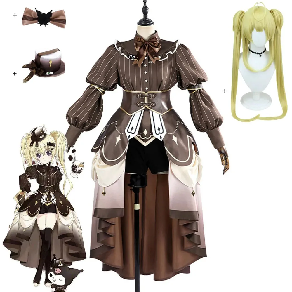 

Аниме Шуго Чара Цукиёми Утау Косплей Костюм Парик Женщина Коричневое Платье Принцессы Юбка Лолиты Шляпа Kawaii Бал в маске Праздничный костюм