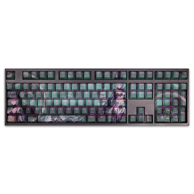 Anime Lamia Keycap Deep Permeable Pbt Five-Side Hotkey Cap PUNISHING: GRAY RAVEN Green Sci-Fi Mecha Wind 108 Keys Otaku Gifts