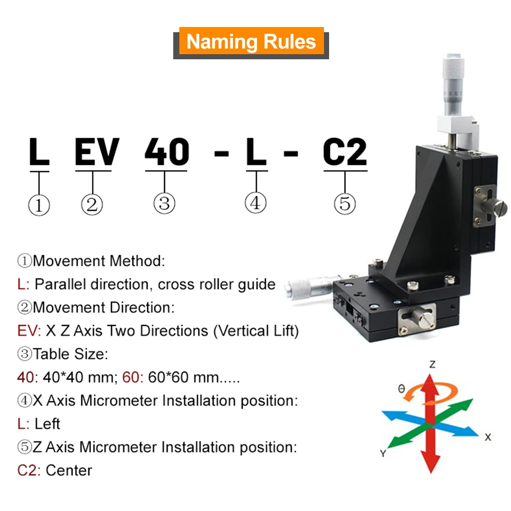 XZ Axis Vertical Lift Manual Precision Optical Displacement Platform Sliding Table 19.2N-58.8N LEV40-L-C2 LEV90-L-C2 LEV60 LEV50