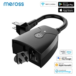 Meross HomeKit US Smart Outdoor Dimmer Plug WiFi Outlet with 2 Grounded Sockets Timer Function Support Alexa Google SmartThings