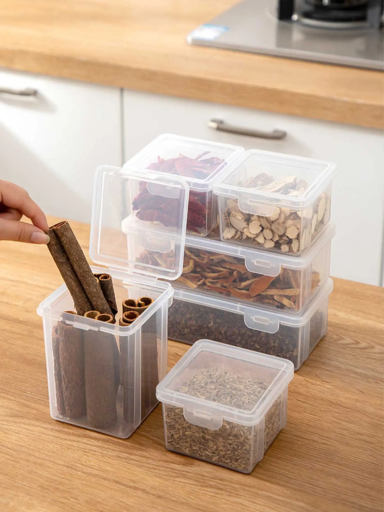 WORTHBUY Food Storage Box Preservation Box Multipurpose Seasoning Spice Storage Container Moisture-proof Kitchen Organizer