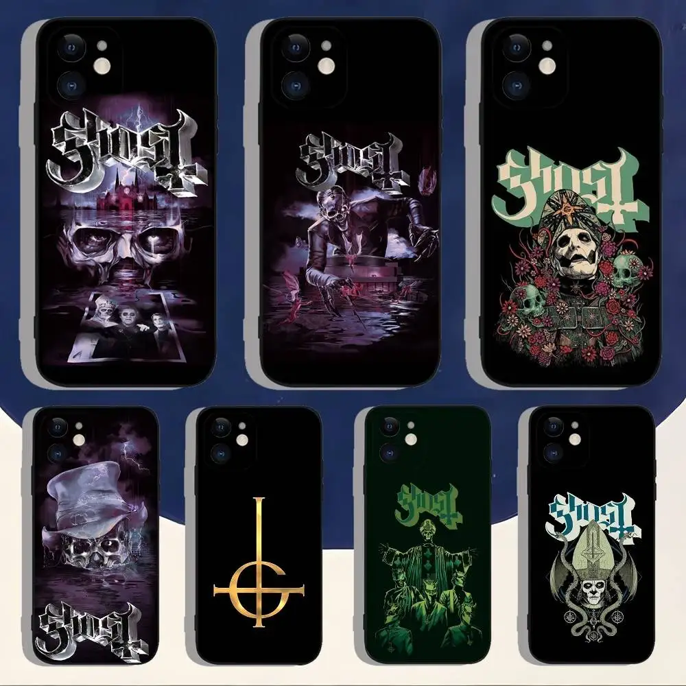 

Ghost Heavy Metal Band Phone Case For iPhone 16,15,14,13,12,11,Pro,Max,Plus,X,XS,XR,SE,8,7,Mini,Soft Silicone Black Case