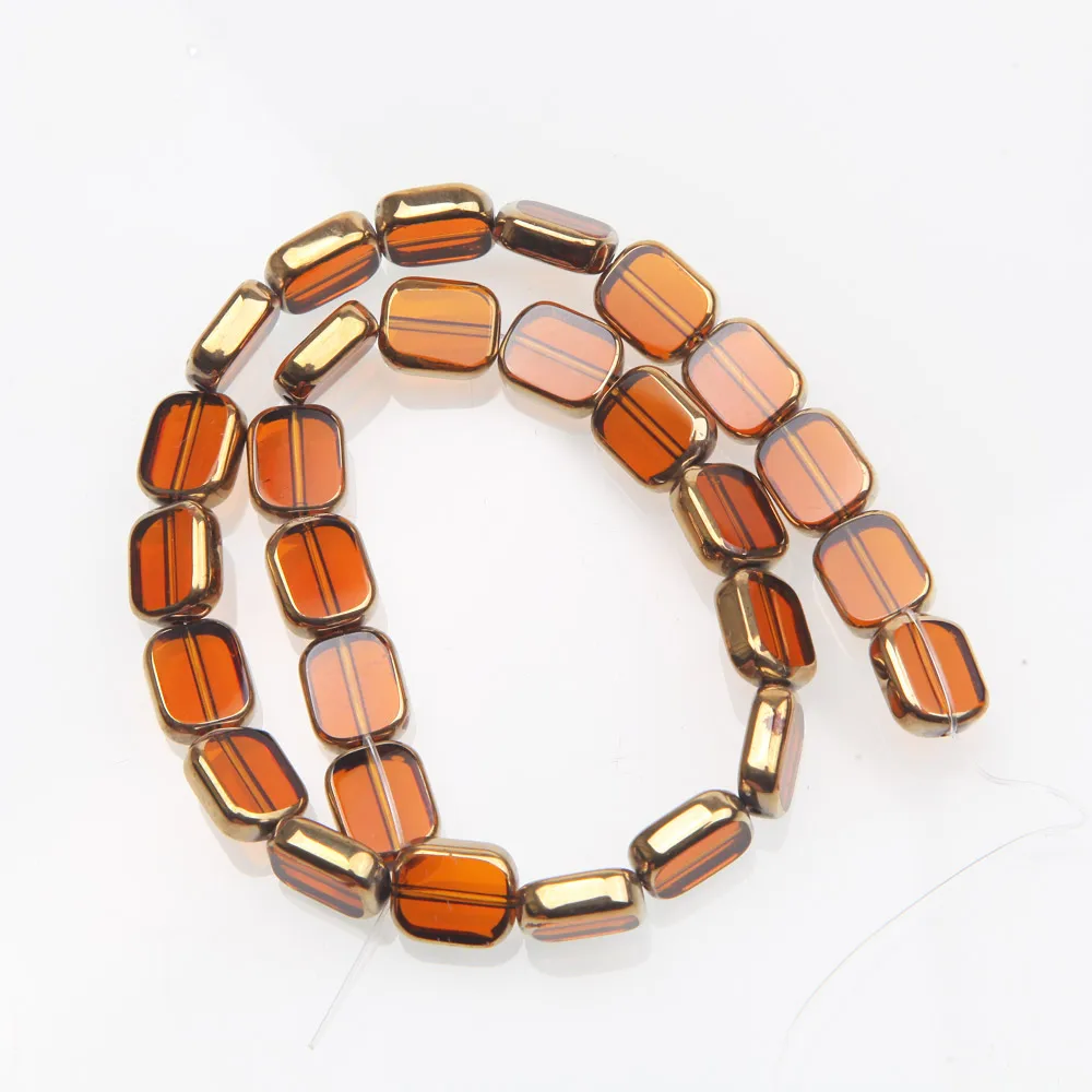 28PCS Rectangle Glass Beads for Jewelry Making Bracelet Necklace Supplies Findings Glass Charms Accessories 9*11mm