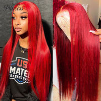 Bone Straight Hot Red Wig 13x4 13x6 Hd Lace Front Wigs Human Hair 30 40 Inch Brazilian Red Straight Lace Front Wig For Women