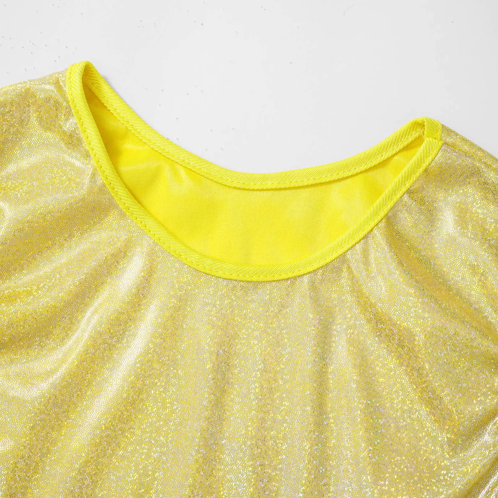 Kids Girls and Boys Fashion Metallic Crop Tops Sleeveless Glittering Dance Tops for Jazz Hiphop Tanks Vest Tops Dance Wear