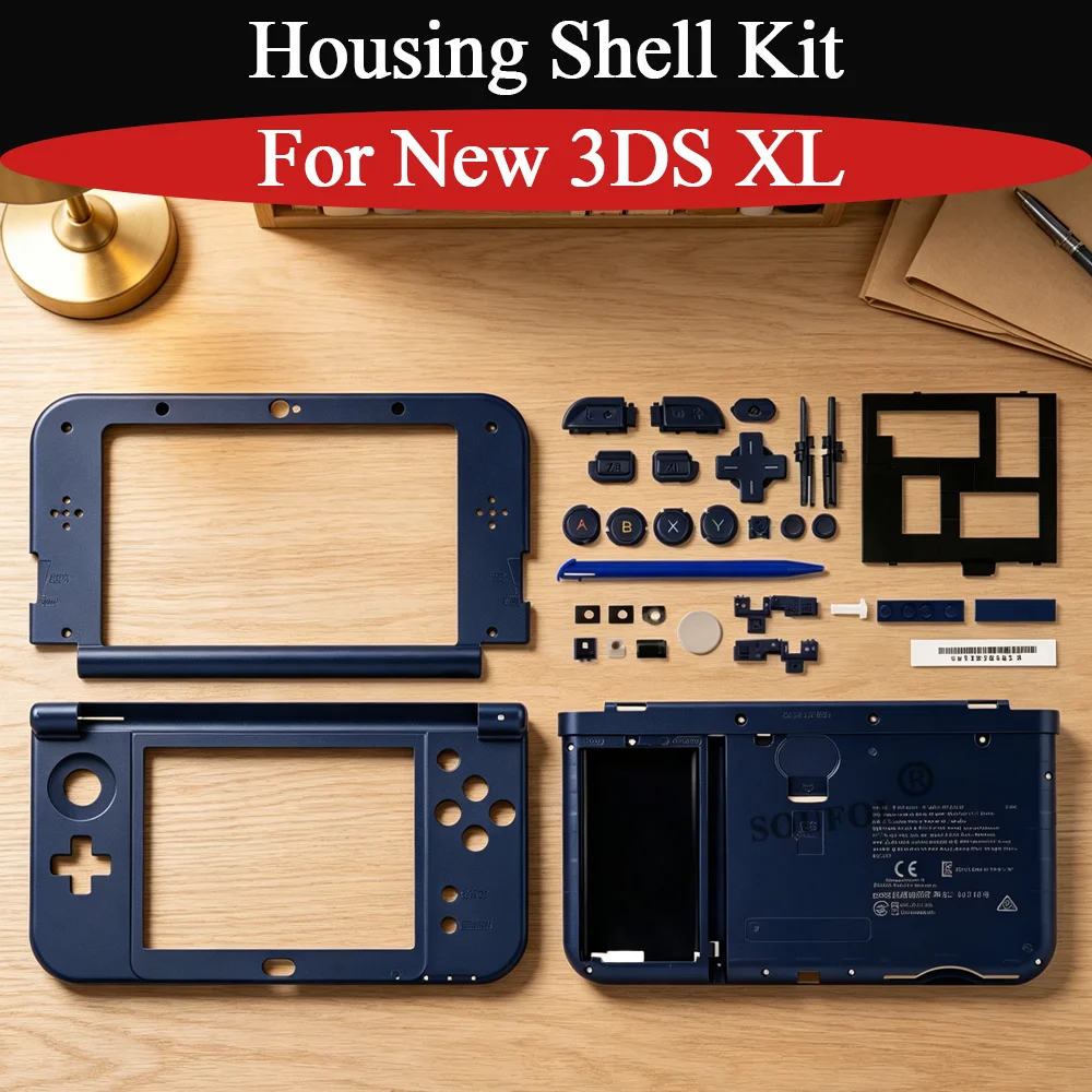 5 Farben DIY Gehäuse-Kit für New 3DS XL Ober- und Unterteil, Mittelrahmen und Batteriefach mit Tasten und Ersatzteilen für New 3DS XL LL Zubehör