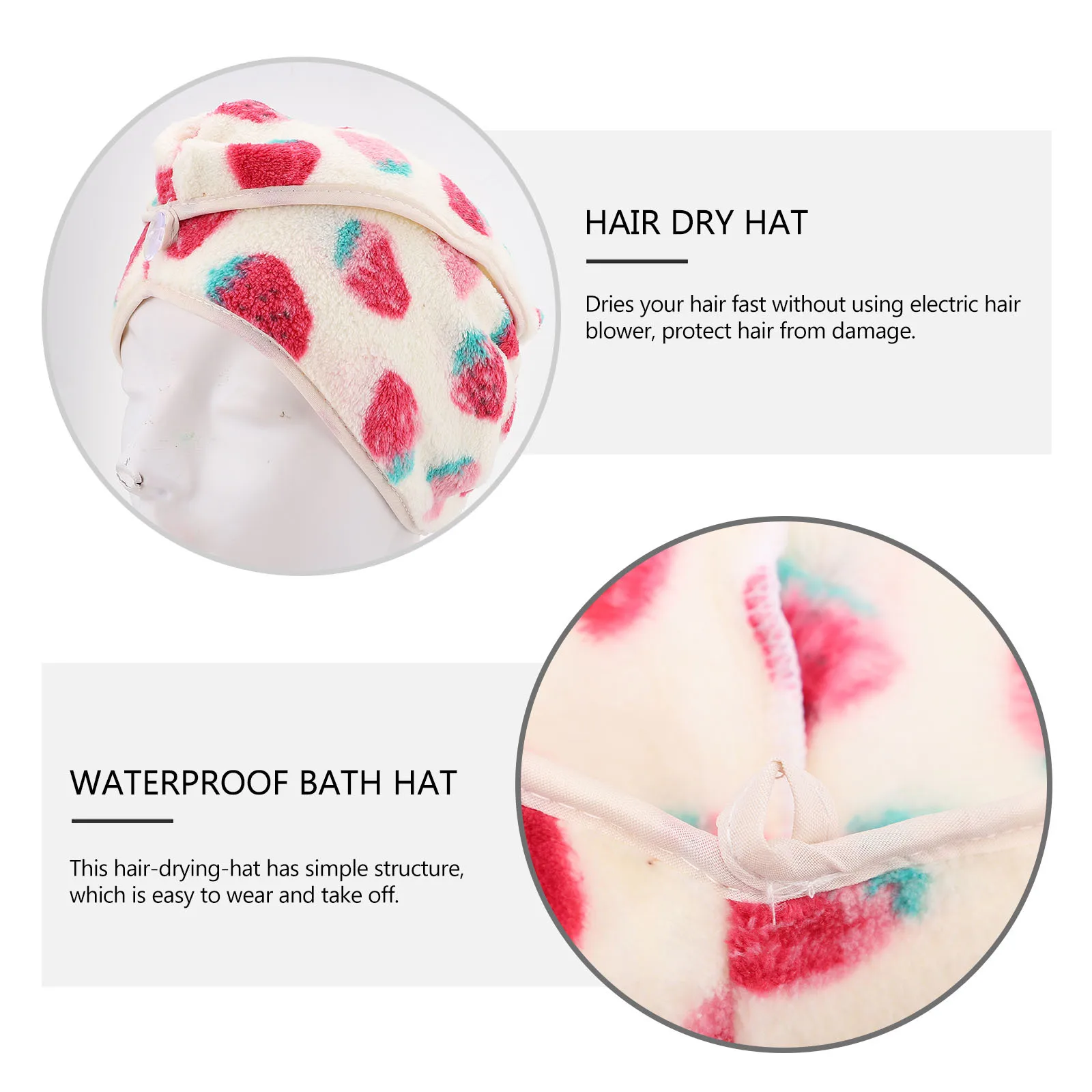 قطعة واحدة من قبعة الشعر الجافة الرائعة على شكل فراولة ماصة للماء للشعر الطويل القصير والمجعد والمستقيم المصبوغ