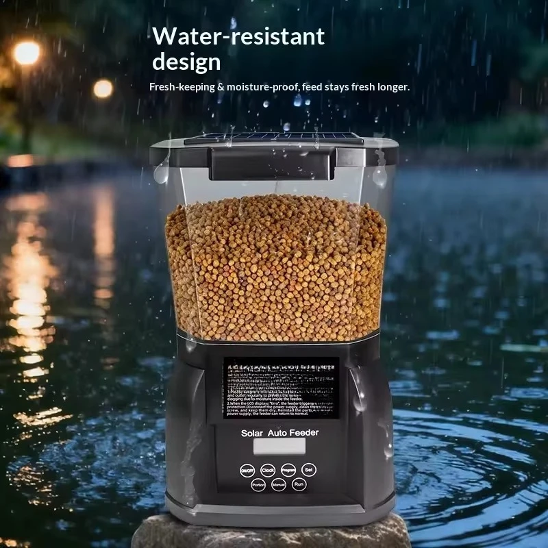 Solar Automatic Fish Feeder  Plastic Timer Box for Aquarium Outdoor Fish Tank & Pond