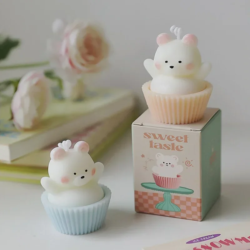 Handmade Cake Bear Candle Scented Candle Aromatherapy Soy Wax Candles Wedding Birthday Candle Party Home Decoration Photo Props