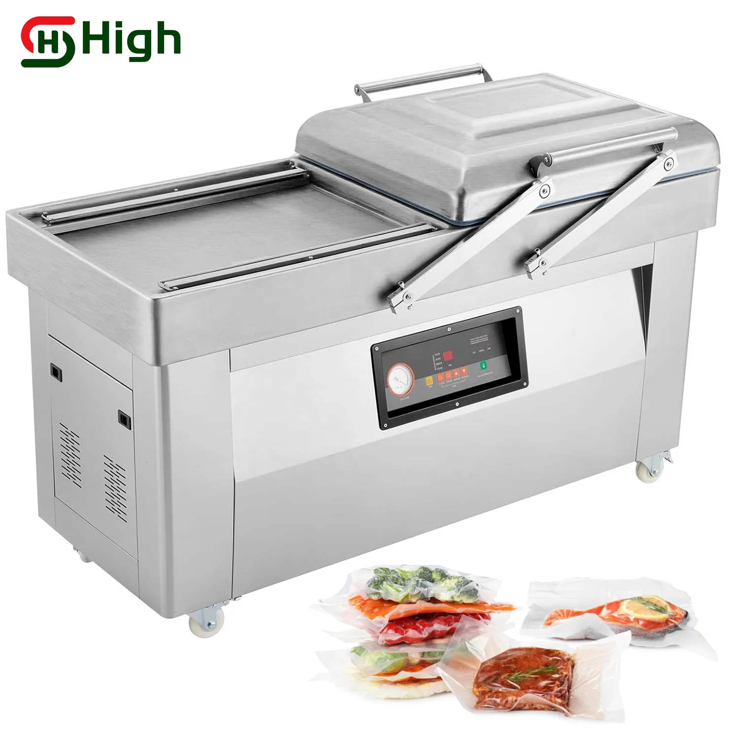 Hualian Manufacturers Supermarket Industrial Chicken Plastic Double Vacuum Chamber Sealer Packaging Packing Machine