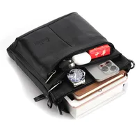 Men's Leather Messenger Bag Business Shoulder Bag Small Crossbody Bag Multi Function Messenger Bag Men's Travel Bag - Image 4