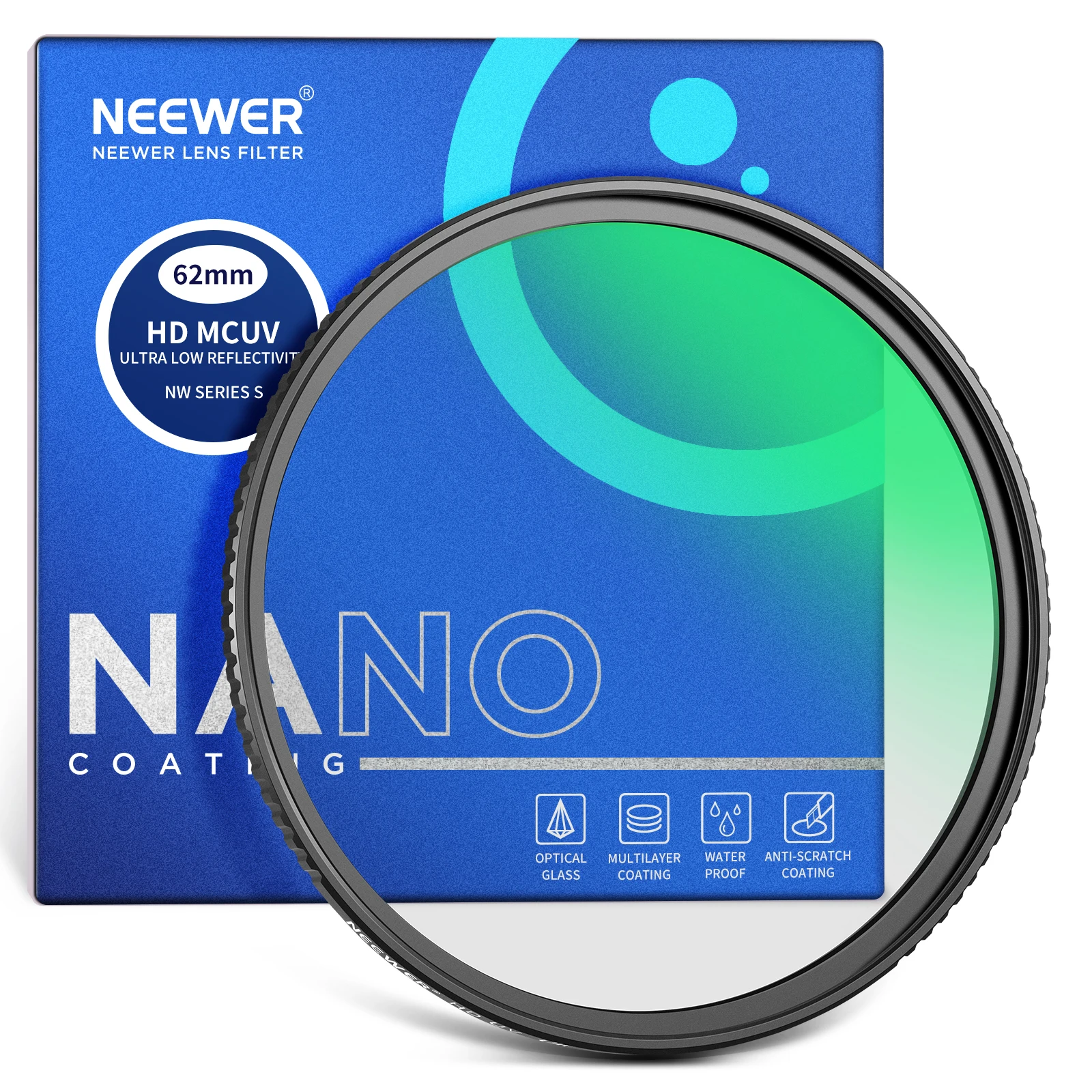 

NEEWER Ultra Low Reflectivity UV Lens Filter, UV Protection Filter with Multi Resistant Coating, HD High Transmittance Glass