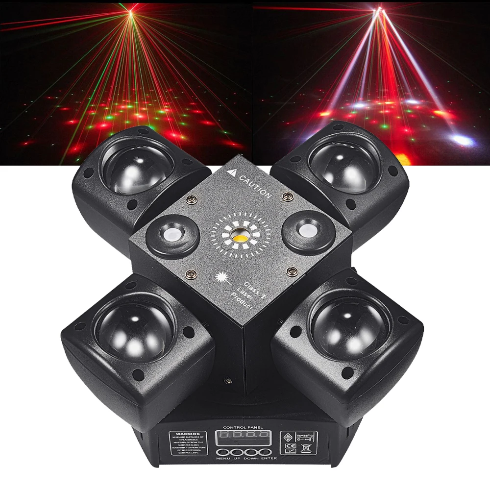 

4 Arms Mini LED Moving Head Lights 48W 3IN1 Effect LED Moving Head Beam With Remote Control DMX DJ Stage Light for Disco Party