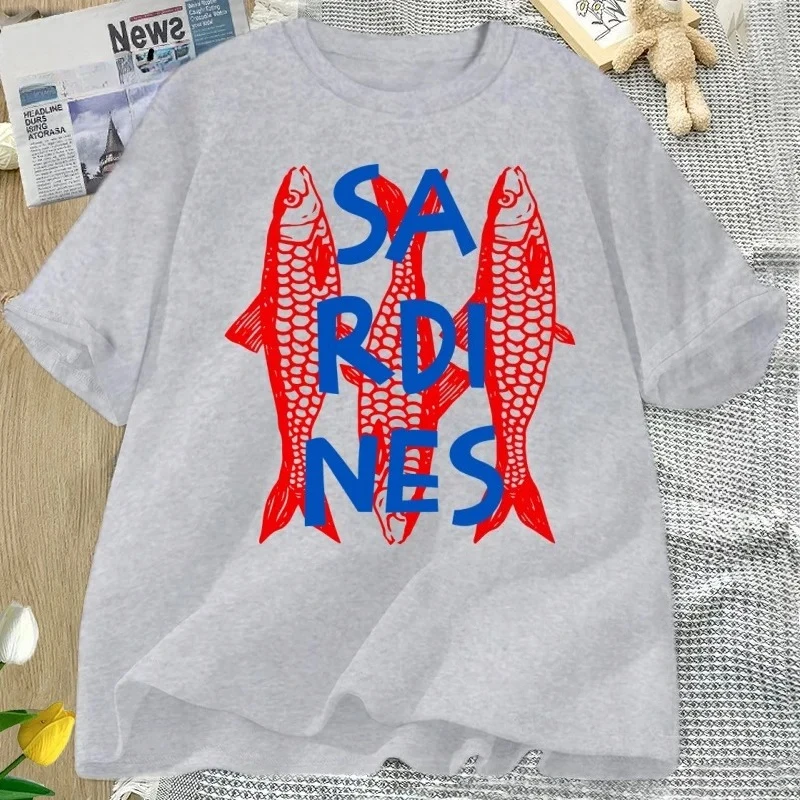 Camisetas de sardinas camisetas de pescado de moda camisetas casuales de manga corta camisetas de cuello redondo stil #5