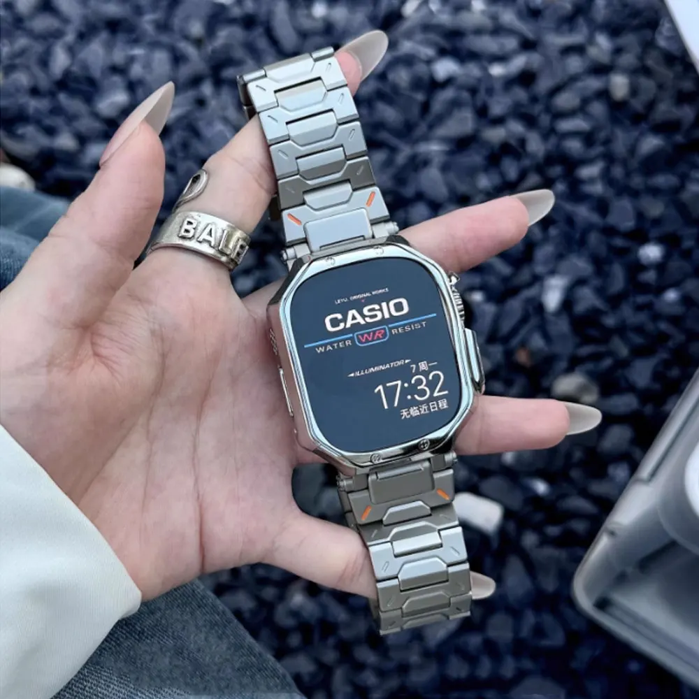 

Роскошный металлический ремешок для Apple Watch Ultra 3 2 1 49 мм 46 45 мм 44 мм Браслет из нержавеющей стали для Iwatch Series 11 10 9 8 7 SE Band