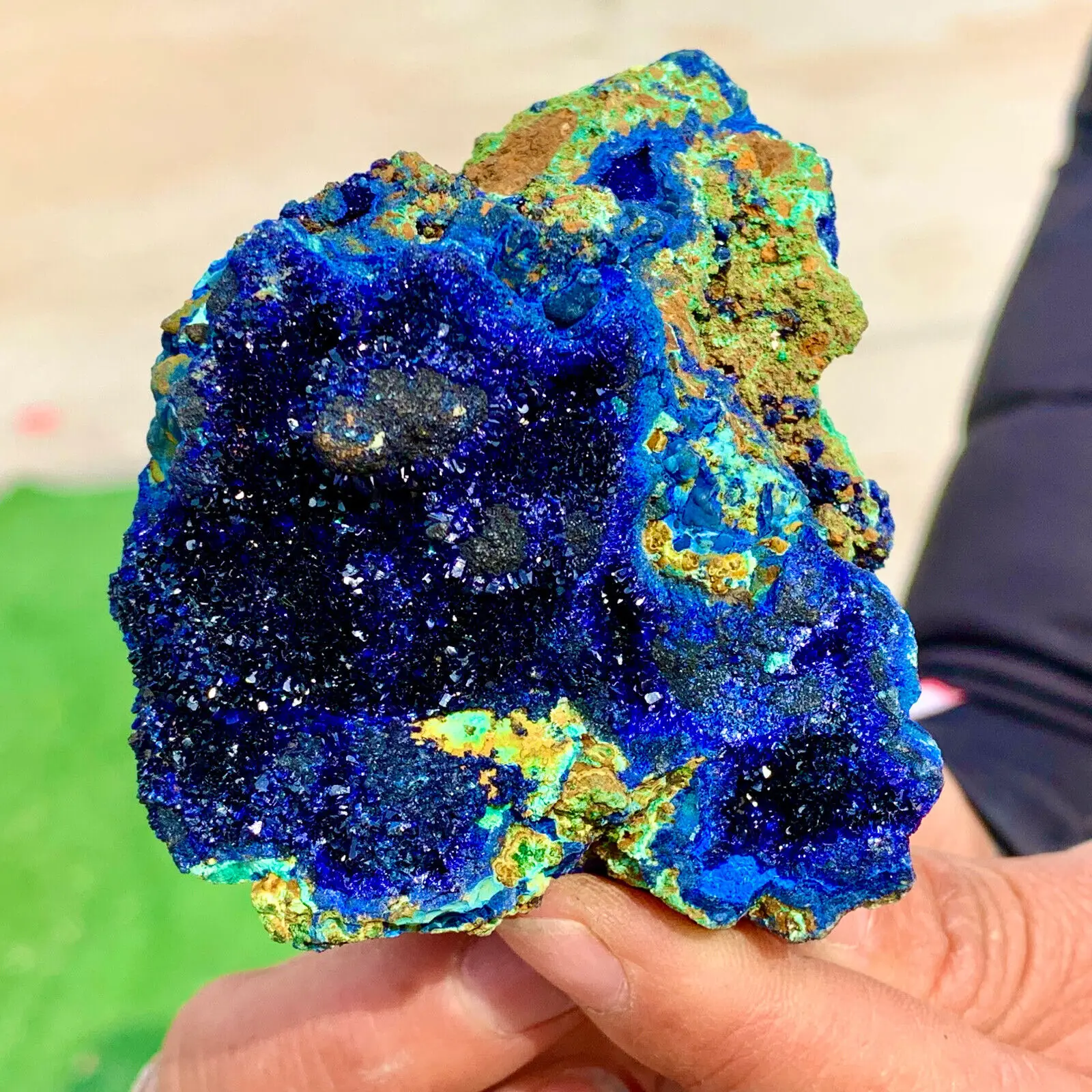 Natural Azurite Malachite Geode Crystal Mineral Specimen Reiki Healing Stone Collectible