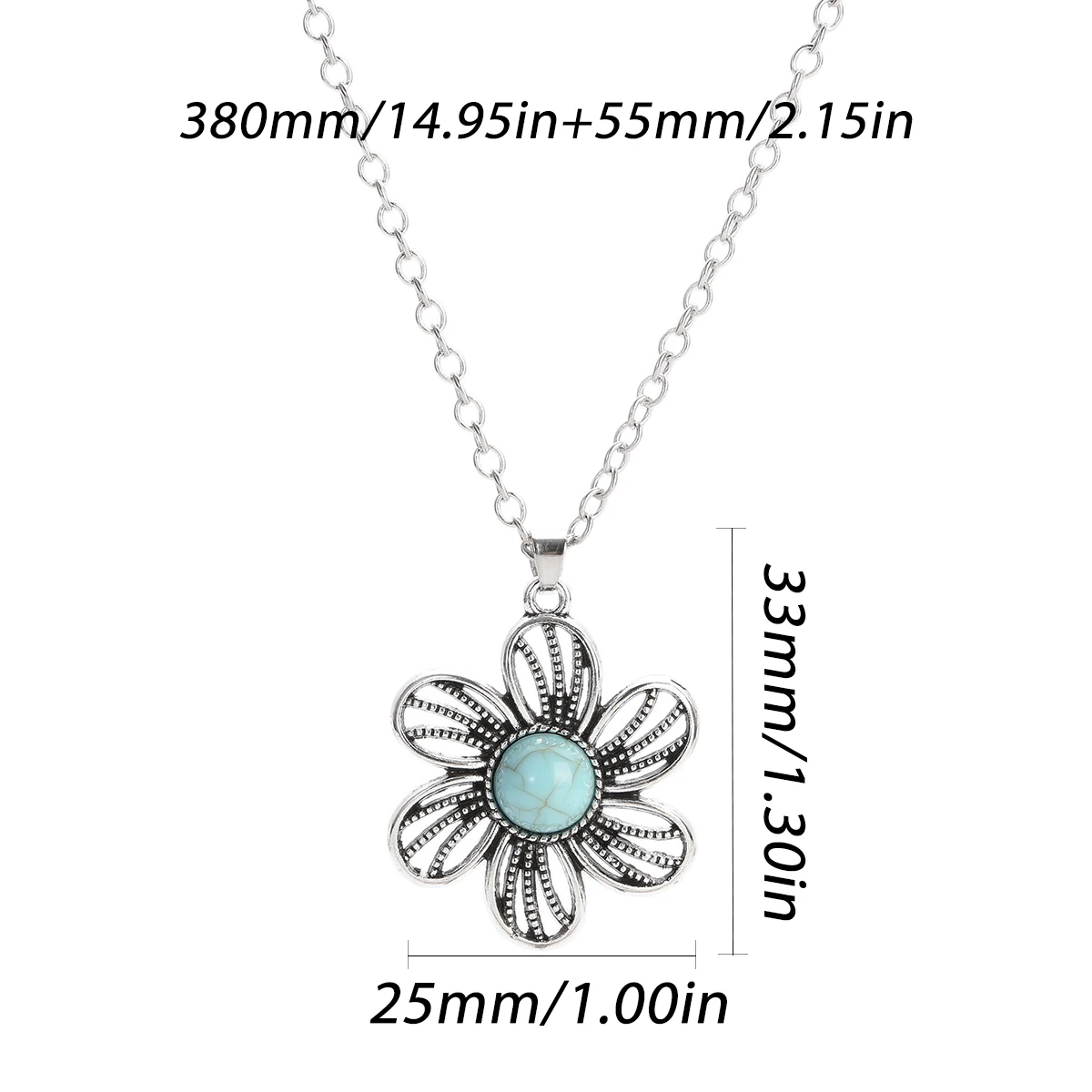 Bohemian Vintage Hollow Flower Necklace Earrings Set for Women Indian Jewelry Ethnic Fashion Bule Stone Alloy Jewelry Sets