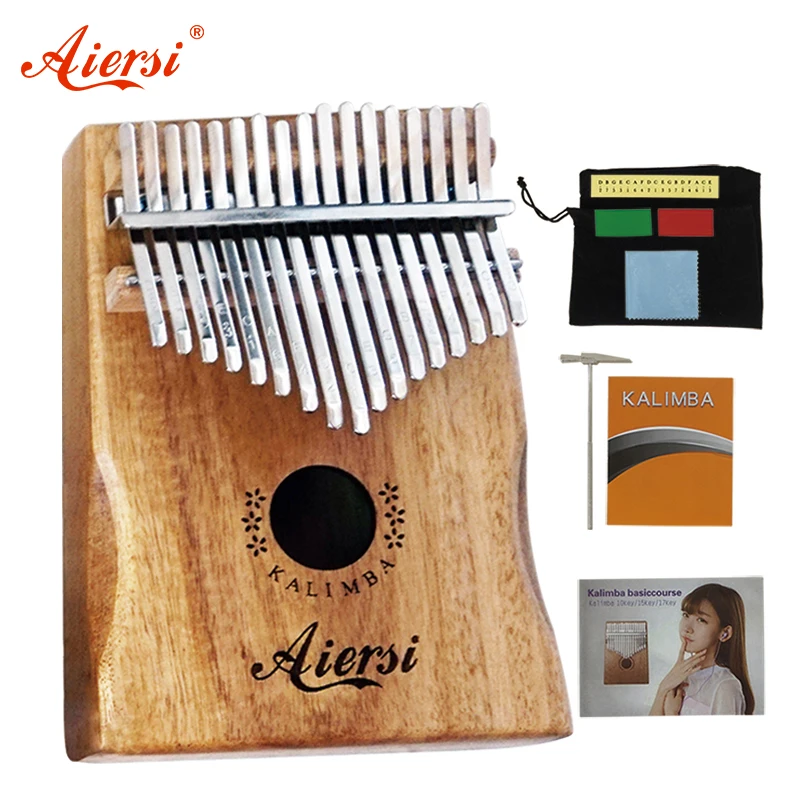 Aiersi-Solid Kalimba Music Box, Finger Piano Keyboard, Musical Instrument, Gift with Songbook Tune Hammer and Bag, 17 Keys