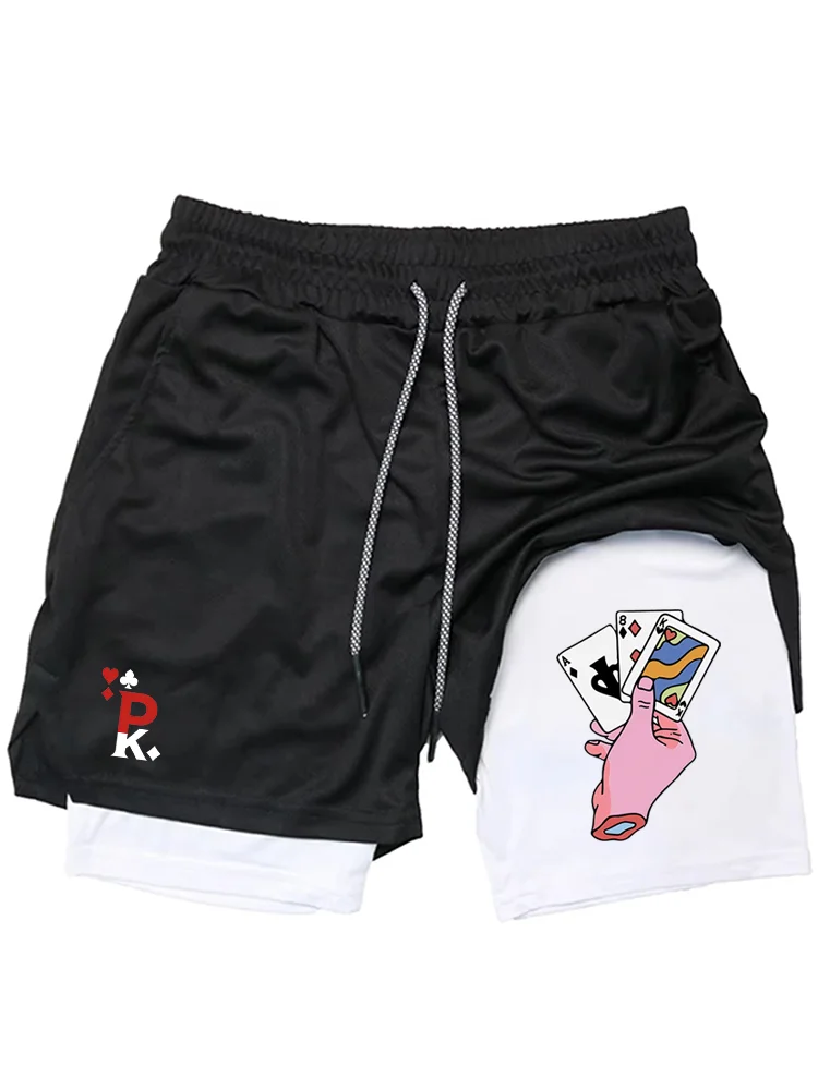 

Летние спортивные шорты 2-в-1 для зала и бега, повседневные спортивные шорты для медленного бега, двухслойные шорты для фитнеса WX005