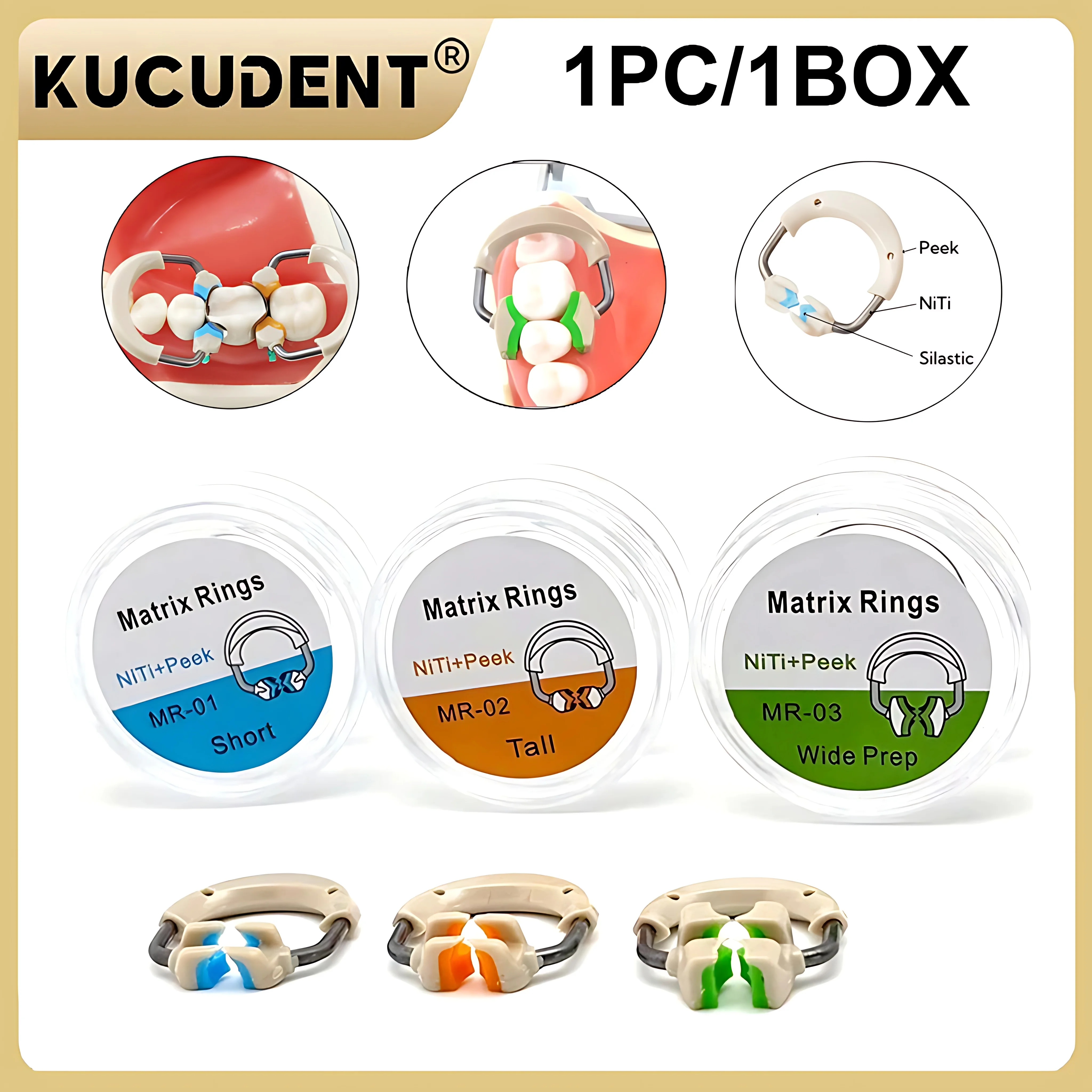 

KUCUDENT Dental Matrix Band System Секционные металлические матрицы NITi со контурным зажимным кольцом и зажимом для инструмента для восстановления зубов