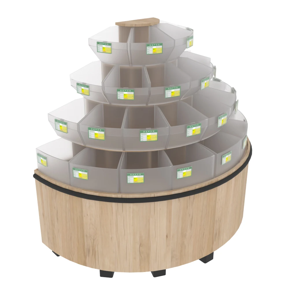3-5 Layers Grocery Snacks Candy Display Rack Wooden Supermarket Shelf Design