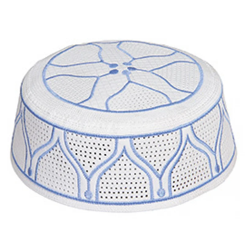 

1 pc men's premium ethnic-style embroidered Muslim hat, blue man Sunday Arab Islamic prayer hat nationality-featured cap