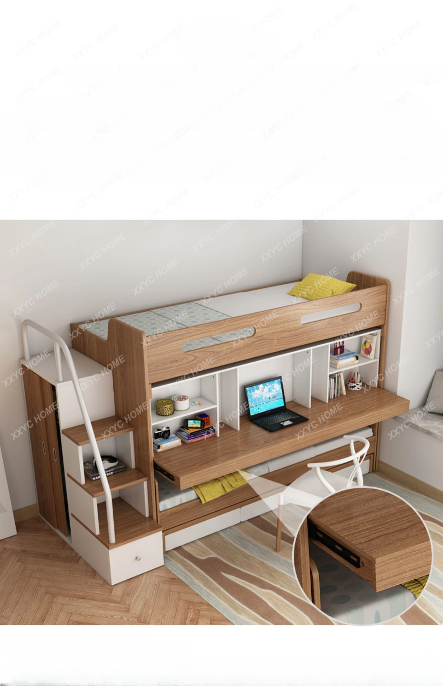 Bed Table Empty Children's Bed Desk Upper and Lower Bunk Bunk Bed