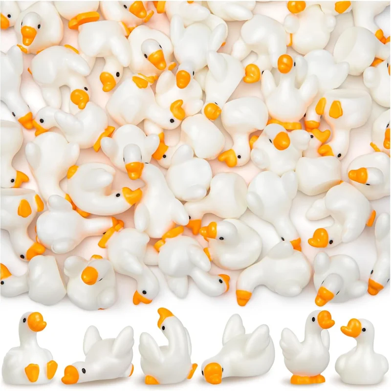 10 Pcs Mini Resin Goose Figurines, Tiny Animal Miniatures for Garden Fairy Home Micro Landscape Potted Plant DIY Ornament