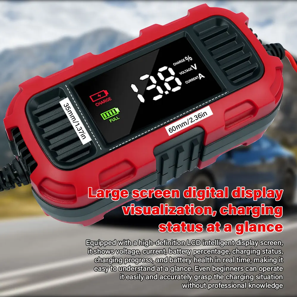 

Car Battery Charger 12V 2A Digital Display Smart Battery Charging Tool Battery Trickle Charger Maintainer for Car Truck Battery