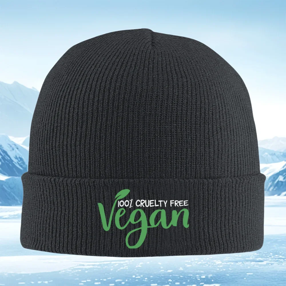 2026 Vegan Word, Bonnet tricoté unisexe pour hommes et femmes, sans cruauté, chaud et thermique pour l'hiver, Noël, activités de plein air, cyclisme, randonnée