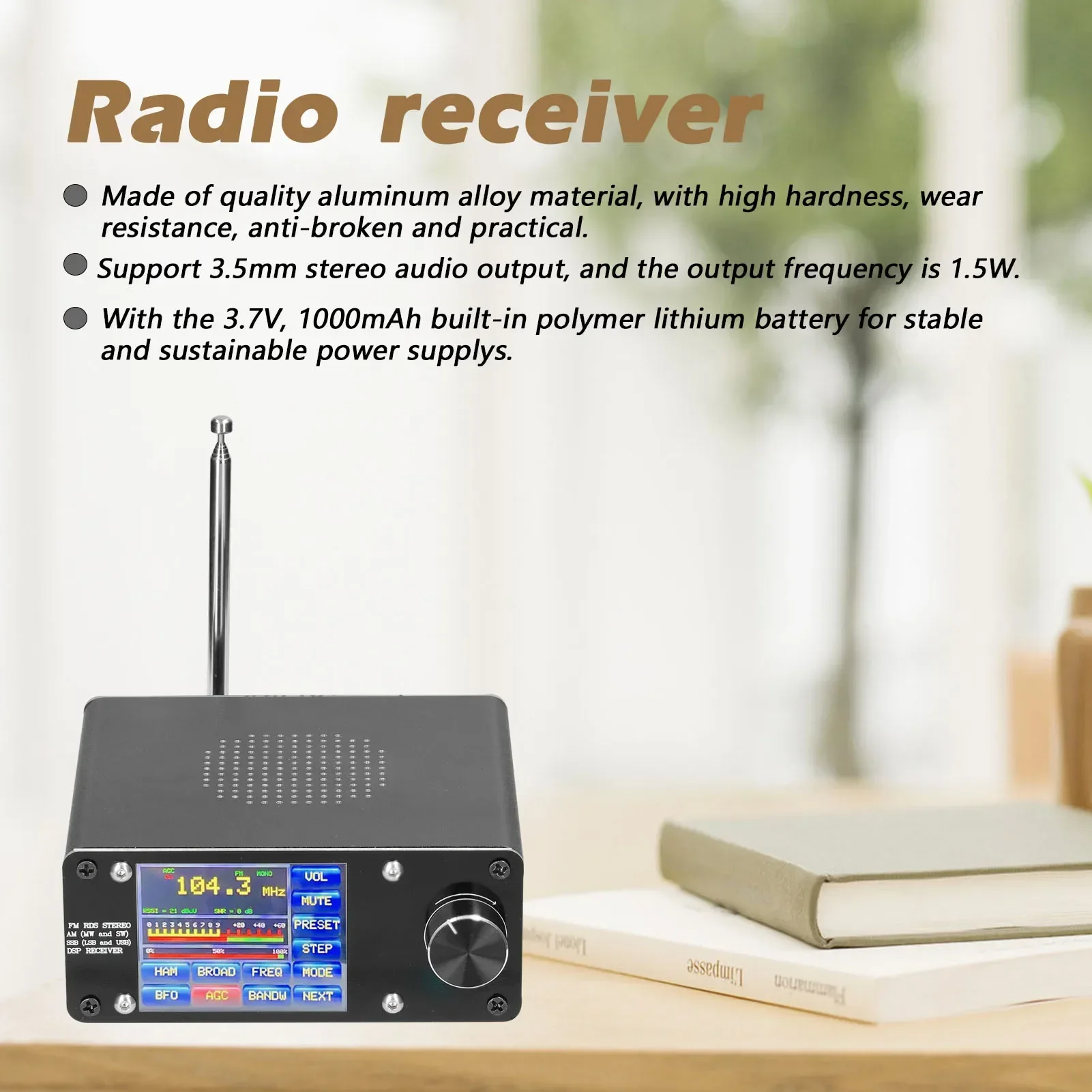 ATS-100 SI4732/SI4735 Full-wave Band Radio Receiver FM LW MW SW SSB Support Broadcast Searching 2.4inch Touching Screen Receiver